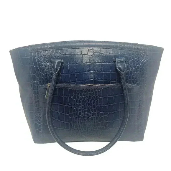 Halogen Blue Faux Crocodile Handbag - Picture 2 of 11